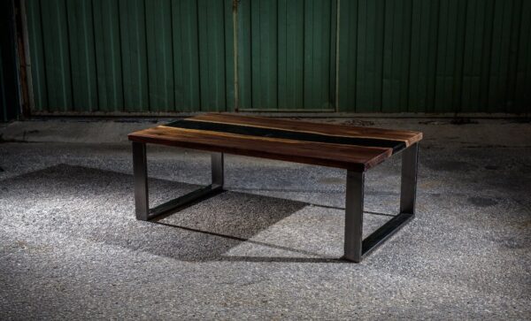 BLACK WALNUT WITH BLACK EPOXY AND METAL LEGS - Image 2